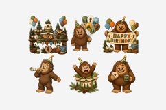 Funny Bigfoot Birthday Clipart | 12 PNG Cute Sasquatch Party Product Image 9