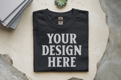Black Gildan 5000 Flat Lay Tshirt Mockup, G5000 mockup Product Image 1