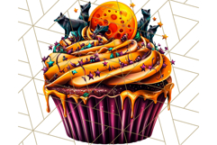 Halloween Cupcake PNG Clipart with Witch Hats and Ghosts Product Image 2