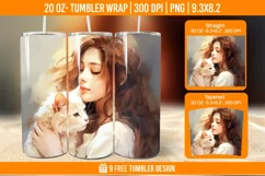 3D Cute Cat Tumbler Wrap Designs, Sublimation Wrap Product Image 1