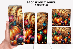Pumpkins Skinny Tumbler 20oz Wrap Design, Halloween Tumbler Product Image 1