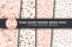 Peach Cherry Blossom Digital Paper Product Image 1