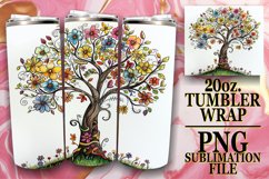 Vibrant Whimsical Tree Tumbler Wrap: 20oz Sublimation Product Image 1