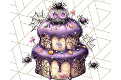 Whimsical Halloween Cake Clipart PNG, Spooky Desserts Product Image 2