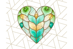 Stained Glass Heart PNG Clipart in Pastel and Bright Colors Product Image 2