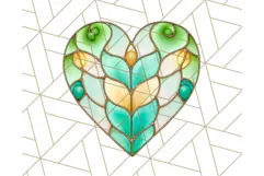 Stained Glass Heart PNG Clipart in Pastel and Bright Colors Product Image 2