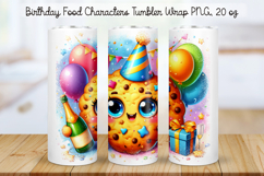 Birthday Food Character Tumbler Wrap PNG 20 oz Product Image 1