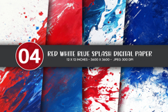 Red White Blue Splash Digital Paper Product Image 1