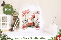 Christmas Santa Sack Design, Watercolor Santa Claus Gift Bag Product Image 1