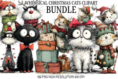 Whimsical Christmas Cats Clipart Bundle | Cute Holiday Cat P Product Image 1