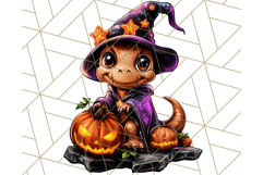 Bright Halloween Dinosaur PNG Clipart with Holiday Elements Product Image 2