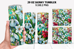 Florals Skinny Tumbler 20oz Wrap Design, Winter Tumbler PNG Product Image 1