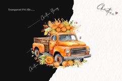 Watercolor Pumpkin Vintage Truck Clipart | Watercolor Fall Product Image 2