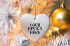 Christmas Love Heart Ornament Mockup | Holiday Hanging Product Image 1