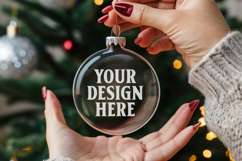 Acrylic Christmas Ornament Mockups | Clear Round Holiday Product Image 1