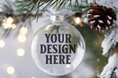 Christmas Acrylic Ornament Mockups | Round Clear Acrylic Orn Product Image 1