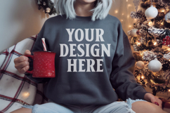 Comfort Colors 1566 Pepper Sweatshirt Mockup, Cozy Boho Product Image 1