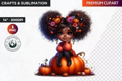 Halloween Clipart, Cute afro girl,kids Halloween clipart PNG Product Image 1