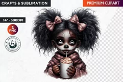 Halloween Clipart, Cute afro girl,kids Halloween clipart PNG Product Image 1