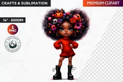 Halloween Clipart, Cute afro girl,kids Halloween clipart PNG Product Image 1