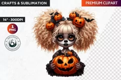Halloween Clipart, Cute afro girl,kids Halloween clipart PNG Product Image 1