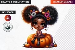 Halloween Clipart, Cute afro girl,kids Halloween clipart PNG Product Image 1