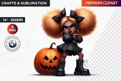 Halloween Clipart, Cute afro girl,kids Halloween clipart PNG Product Image 1
