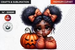 Halloween Clipart, Cute afro girl,kids Halloween clipart PNG Product Image 1