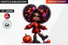 Halloween Clipart, Cute afro girl,kids Halloween clipart PNG Product Image 1