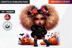 Halloween Clipart, Cute afro girl,kids Halloween clipart PNG Product Image 1