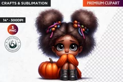 Halloween Clipart, Cute afro girl,kids Halloween clipart PNG Product Image 1