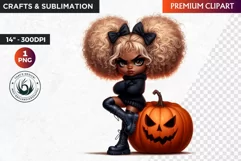 Halloween Clipart, Cute afro girl,kids Halloween clipart PNG Product Image 1