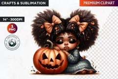 Halloween Clipart, Cute afro girl,kids Halloween clipart PNG Product Image 1