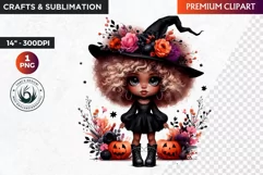 Halloween Clipart, Cute afro girl,kids Halloween clipart PNG Product Image 1
