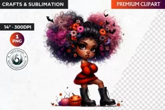 Halloween Clipart, Cute afro girl,kids Halloween clipart PNG Product Image 1