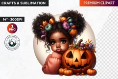 Halloween Clipart, Cute afro girl,kids Halloween clipart PNG Product Image 1