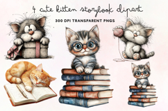 Cute Kitten Storybook Clipart PNG Product Image 1