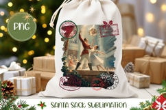 Vintage Christmas Santa Sack Print, Christmas Gift Bag PNG Product Image 1