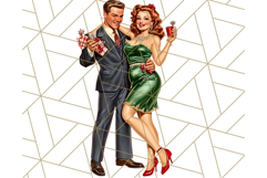 Vintage Glamorous Christmas Party Clipart PNG, Holiday Png Product Image 2