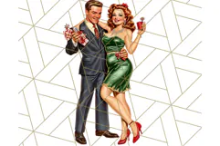 Vintage Glamorous Christmas Party Clipart PNG, Holiday Png Product Image 2