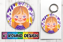 Chic Watercolor Round Design with Woman Portrait PNG Product Image 1