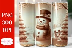 Christmas tumbler wrap for sublimation, Cute Snowman PNG Product Image 1