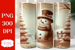 Christmas tumbler wrap for sublimation, Cute Snowman PNG Product Image 1