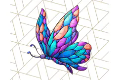 Stained Glass Hearts and Butterflies Clipart PNG Product Image 2