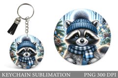 Cute Raccoon Keychain Design. Raccoon Christmas Keychain Product Image 1