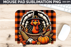 Watercolor Turkey Mouse Pad Sublimation - Thanksgiving PNG Product Image 1