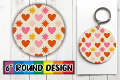 Joyful Round Coaster Sublimation, Valentine's Pattern Product Image 1