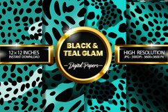 Black and Teal Glam Digital Papers - 04 Variations Product Image 1