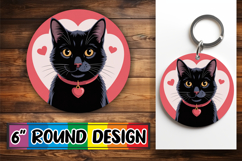 Whimsical Car Coaster Round PNG, Cat Valentin's Day Product Image 1