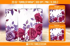 Valentine Rose Tumbler Wrap Designs, Sublimation Wrap Product Image 1